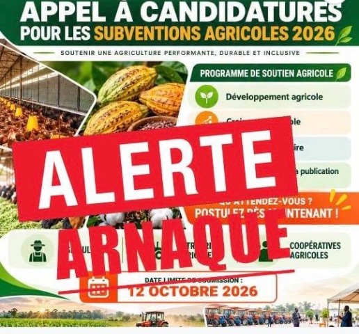 Côte d’Ivoire : le ministère de l’Agriculture met en garde contre une fausse offre de...